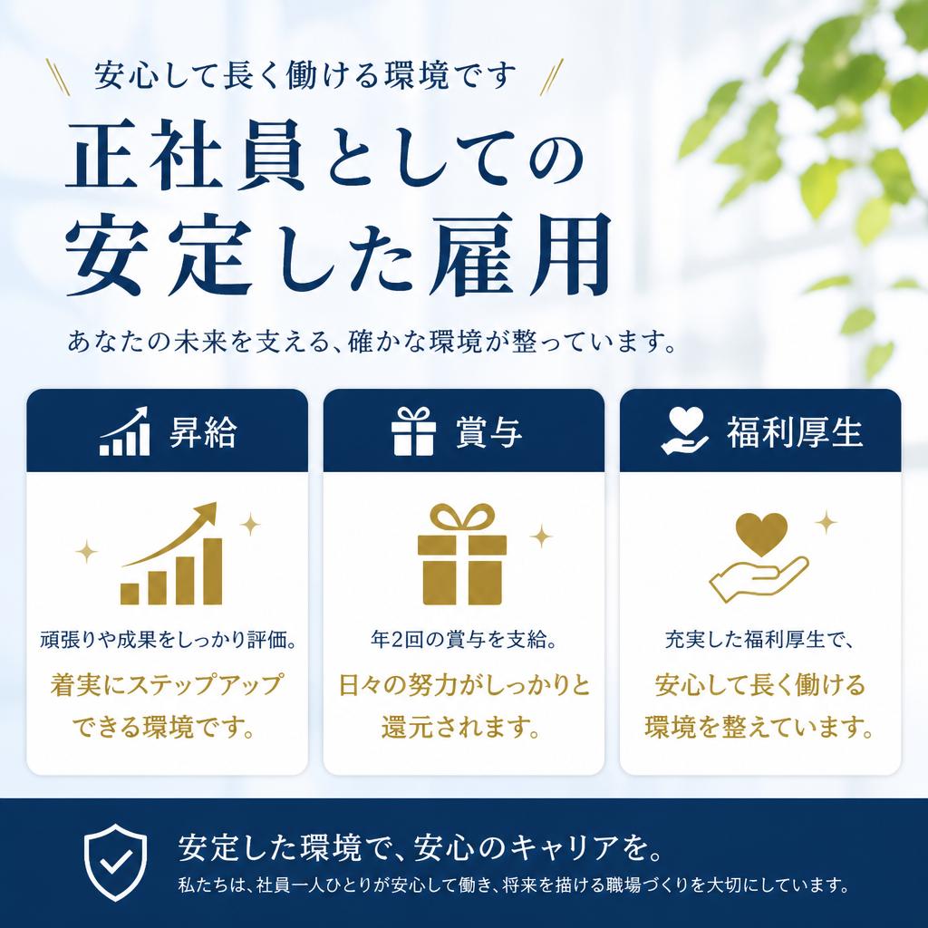 安定した賃金と福利厚生の提供