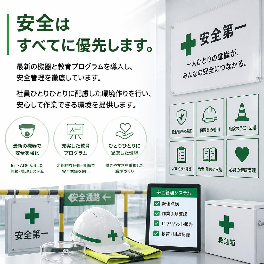 安全第一の作業環境