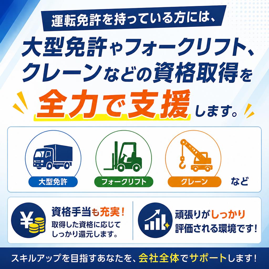 キャリアアップにつながる資格取得支援