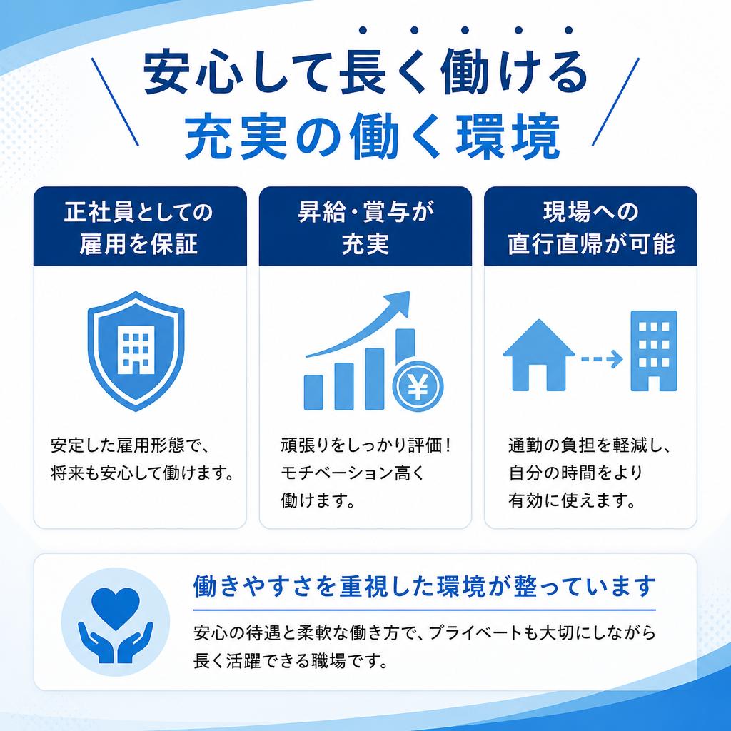 安定した雇用形態と働きやすい労働条件