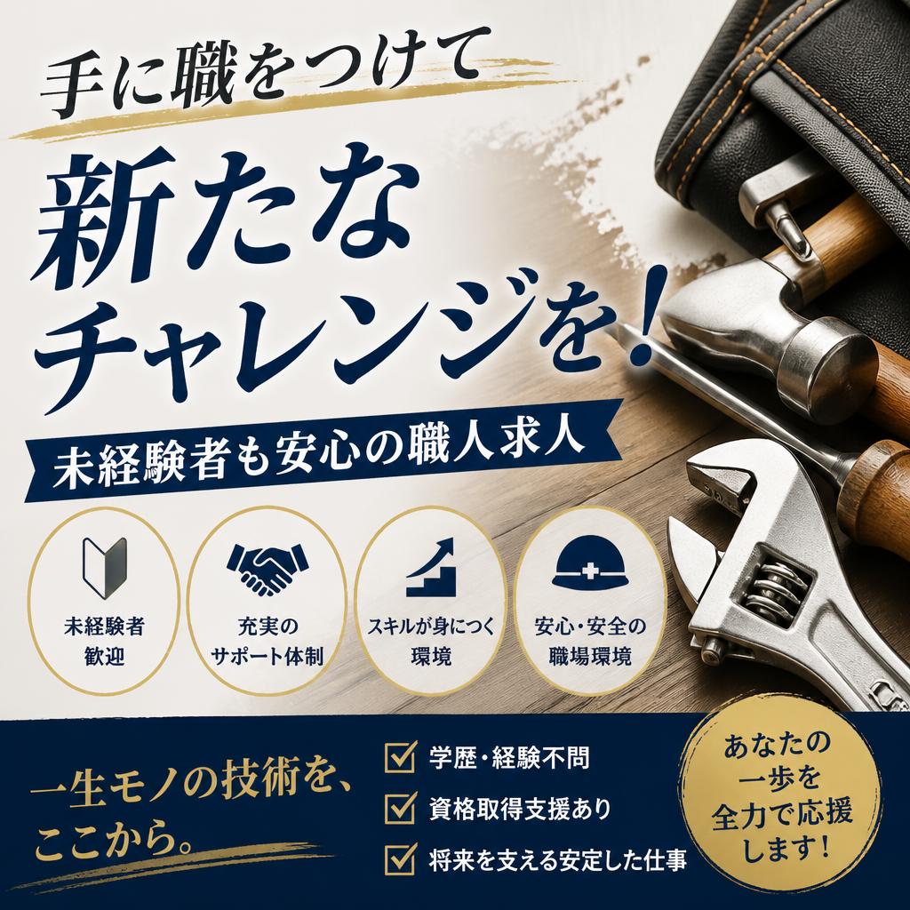 手に職をつけて新たなチャレンジを！未経験者も安心の職人求人