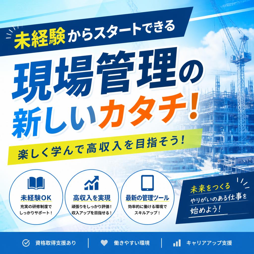 未経験からスタートできる現場管理の新しいカタチ！楽しく学んで高収入を目指そう！