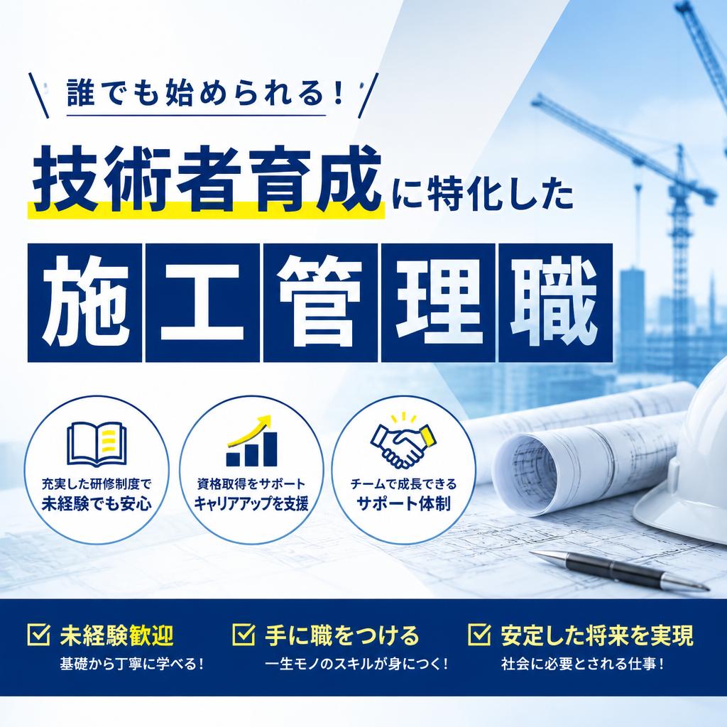 誰でも始められる！技術者育成に特化した施工管理職