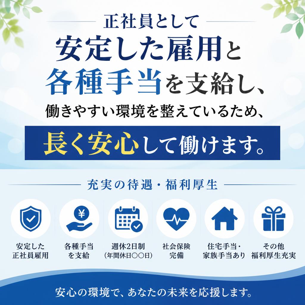 充実した福利厚生と労働環境